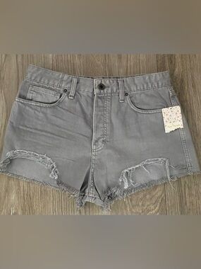 Free People Cloudy Grey Logan Distressed Jean Shorts